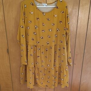 love, Fire Mustard Floral Mini Dress